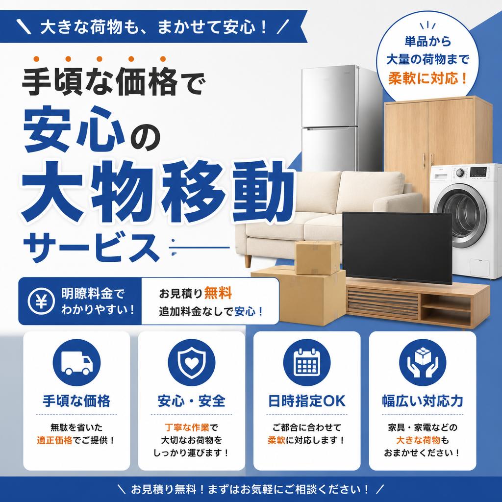 手頃な価格で安心の大物移動サービス