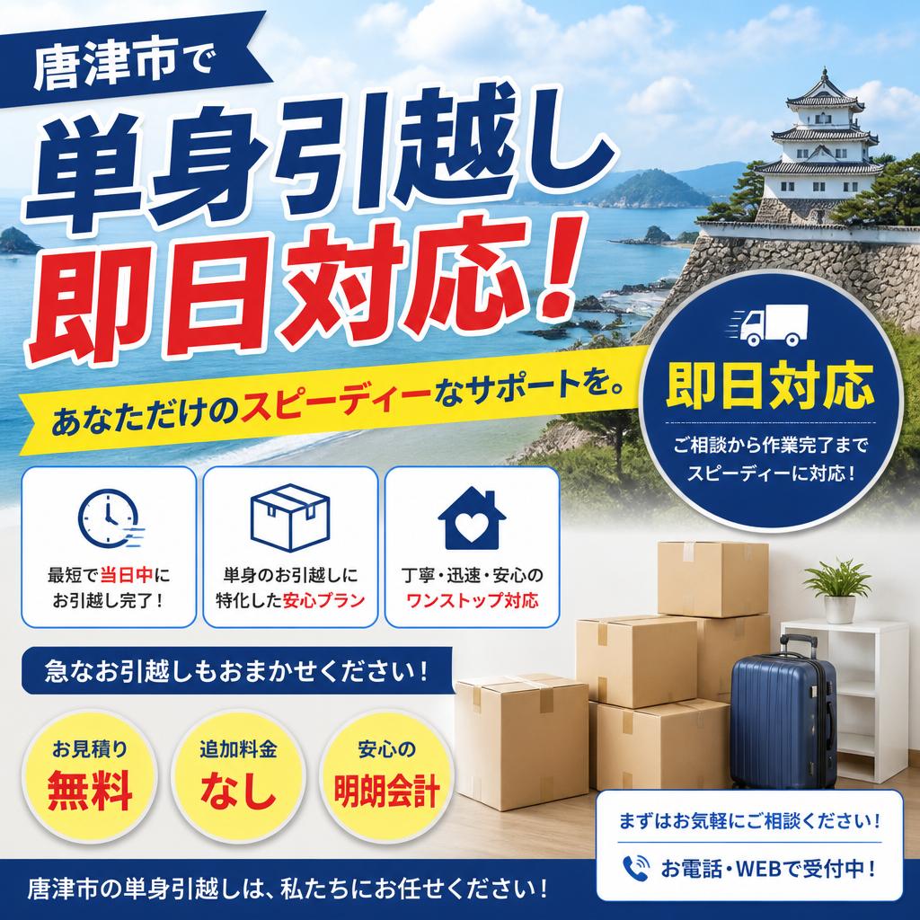 唐津市で単身引越しを即日対応！あなただけのスピーディーなサポートを。